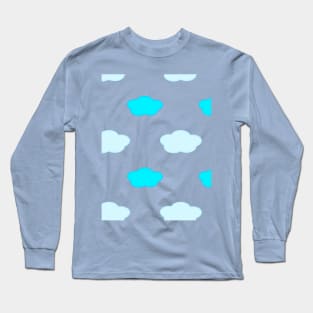 Fluffy Cloud Pattern in Light Blue Long Sleeve T-Shirt